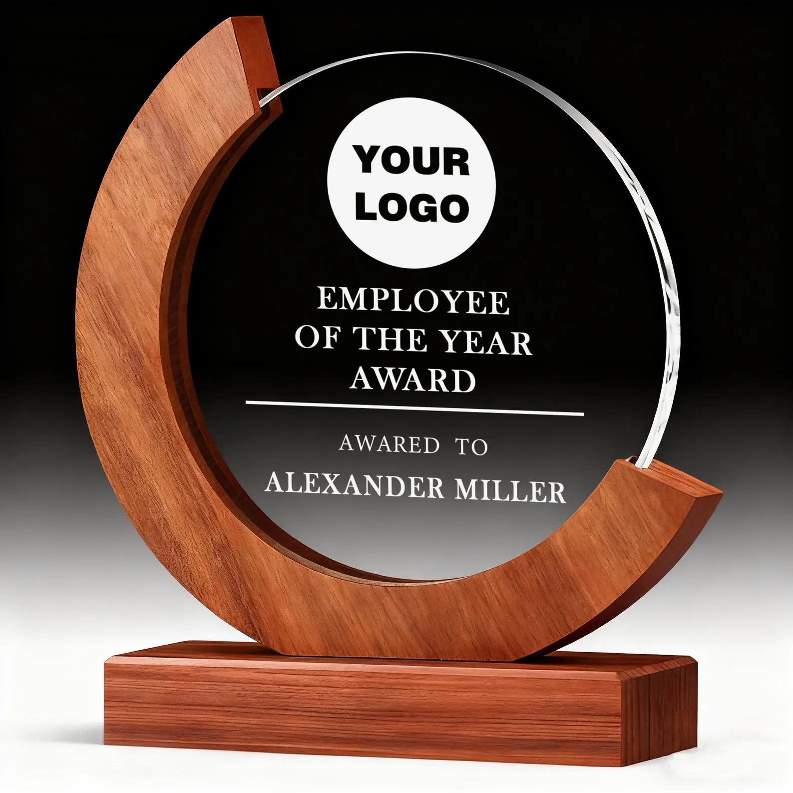 5-Year Crystal Award Name+Date — personalised corporate gift