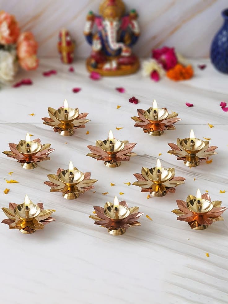 Personalised Diwali diya set with engraved nameplate